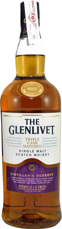 43,95 € Envío gratis | Whisky Single Malt Glenlivet Reserva Reino Unido Botella 1 L