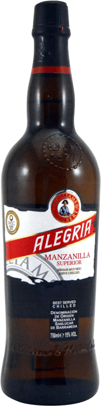 13,95 € Бесплатная доставка | Креплёное вино Williams & Humbert Alegría D.O. Manzanilla-Sanlúcar de Barrameda Санлукар-де-Баррамеда Испания Palomino Fino Бутылка 75 cl