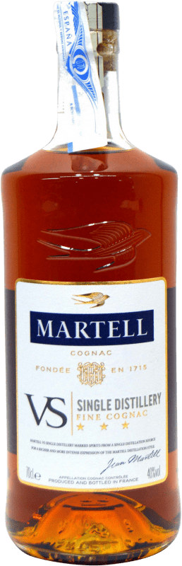 24,95 € Kostenloser Versand | Cognac Martell V.S. Single Distillery A.O.C. Cognac Frankreich Flasche 70 cl