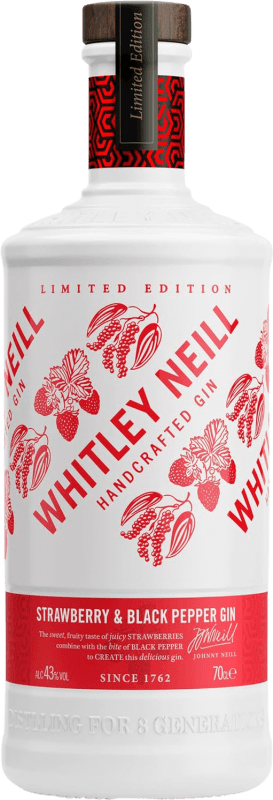 27,95 € Kostenloser Versand | Gin Whitley Neill Strawberry & Black Pepper Gin Großbritannien Flasche 70 cl