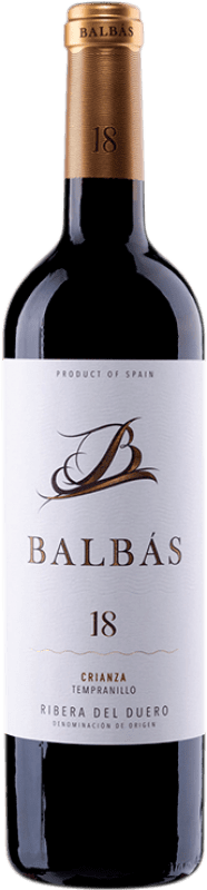 26,95 € 免费送货 | 红葡萄酒 Balbás 18 Meses Crianza — 陈酿 D.O. Ribera del Duero 卡斯蒂利亚莱昂 西班牙 Tempranillo — 丹魄, Cabernet Sauvignon — 赤霞珠 75 cl