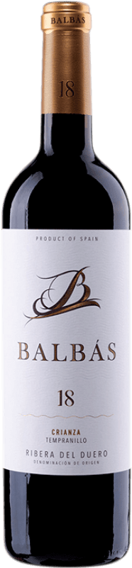 27,95 € 免费送货 | 红酒 Balbás 18 Meses 岁 D.O. Ribera del Duero 卡斯蒂利亚莱昂 西班牙 Tempranillo, Cabernet Sauvignon 瓶子 75 cl