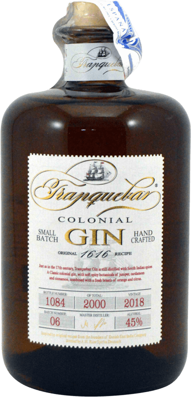 32,95 € Envio grátis | Gin A.H. Riise Tranquebar Colonial Gin Dinamarca Garrafa 70 cl
