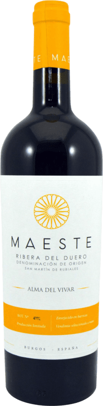 14,95 € Free Shipping | Red wine Maeste Alma del Vivar Young D.O. Ribera del Duero Castilla y León Spain Tempranillo, Merlot Bottle 75 cl