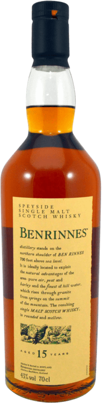 93,95 € Kostenloser Versand | Single Malt Whisky Benrinnes Speyseite Großbritannien 15 Jahre Flasche 70 cl
