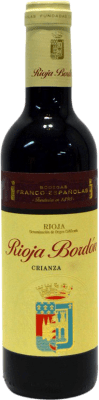 4,95 € Kostenloser Versand | Rotwein Bodegas Franco Españolas Bordón Crianza — Kurze Fassreifung D.O.Ca. Rioja La Rioja Spanien Tempranillo, Garnacha — Grenache Halbflasche 37 cl