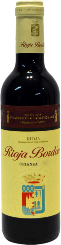 4,95 € 免费送货 | 红酒 Bodegas Franco Españolas Bordón 岁 D.O.Ca. Rioja 拉里奥哈 西班牙 Tempranillo, Grenache Tintorera 半瓶 37 cl