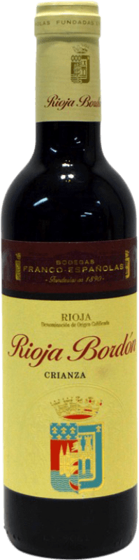 4,95 € Envío gratis | Vino Tinto Bodegas Franco Españolas Bordón Crianza D.O.Ca. Rioja La Rioja España Tempranillo, Garnacha Media Botella 37 cl
