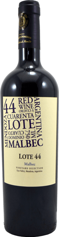 9,95 € Envio grátis | Vinho Tinto Cuarto Dominio Lote 44 I.G. Mendoza Mendoza Argentina Malbec 75 cl