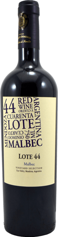 14,95 € Envio grátis | Vinho tinto Cuarto Dominio Lote 44 I.G. Mendoza Mendoza Argentina Malbec Garrafa 75 cl