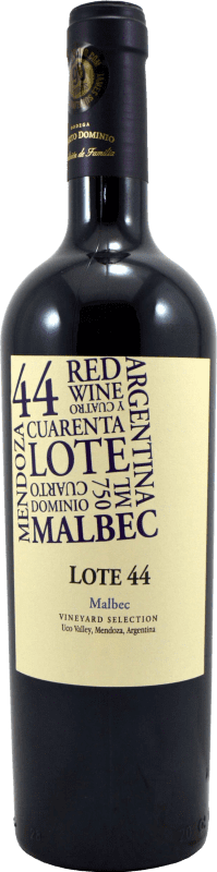 13,95 € Spedizione Gratuita | Vino rosso Cuarto Dominio Lote 44 I.G. Mendoza Mendoza Argentina Malbec Bottiglia 75 cl