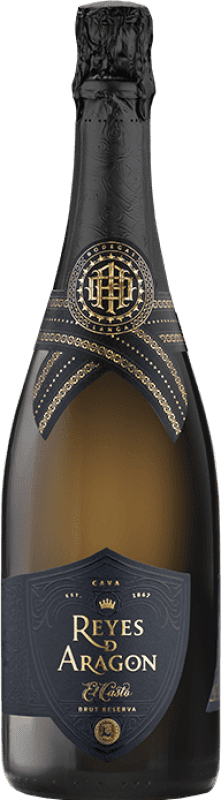 9,95 € Бесплатная доставка | Белое игристое вино Langa Reyes de Aragón El Casto Brut — брют Резерва D.O. Cava Испания Macabeo — Макабео, Chardonnay — Шардоне 75 cl