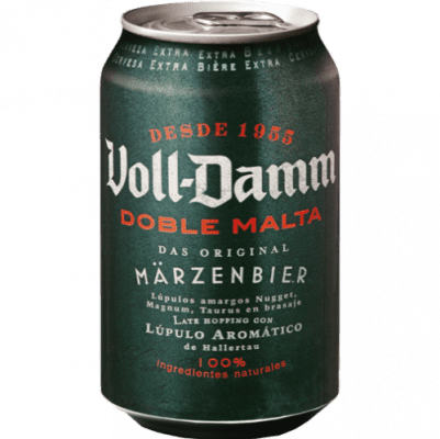 29,95 € Envío gratis | Caja de 24 unidades Cerveza Voll Damm Doble Malta Estilo Märzenbier Original Alemania Lata 33 cl