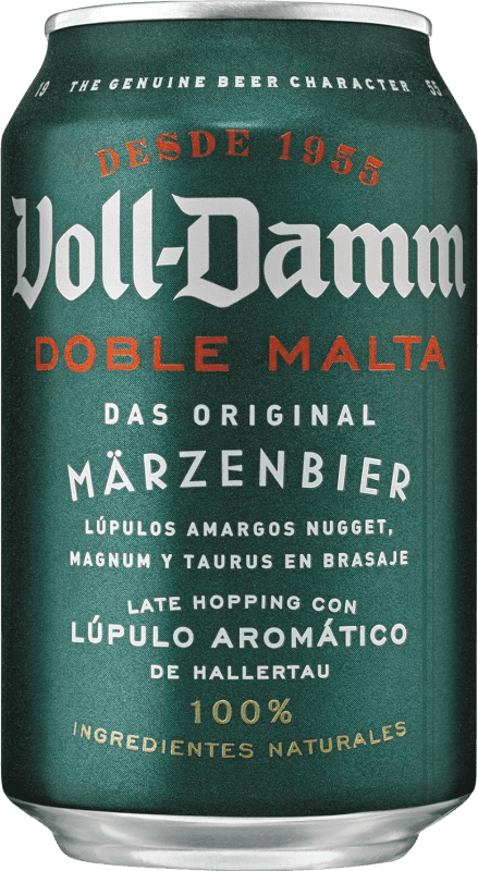 32,95 € Kostenloser Versand | 24 Einheiten Box Bier Voll Damm Märzenbier Original, Doble Malta — Doppelmalz Deutschland Dose 33 cl