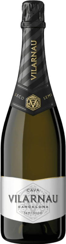 16,95 € Бесплатная доставка | Белое игристое вино Vilarnau Semiseco — Полусухое D.O. Cava Каталония Испания Macabeo — Макабео, Xarel·lo — Шарелло, Parellada — Парельяда 75 cl