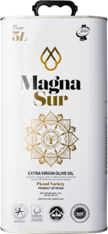 42,95 € Kostenloser Versand | Olivenöl Magnasur E-NOL Extra Nativ D.O. Sierra Mágina Jaén Spanien Picual Spezialdose 5 L