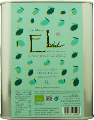 26,95 € 免费送货 | 橄榄油 La Maja EVOO 特级初榨 D.O. Navarra 纳瓦拉 西班牙 Arbequina — 阿贝基纳 Eco — 生态 有机 天然 中号罐 2 L