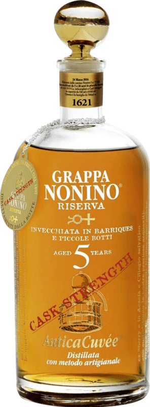 75,95 € Envio grátis | Grappa Nonino Reserva Friuli-Venezia Giulia Itália Merlot, Cabernet Sauvignon, Schioppettino 5 Anos 75 cl