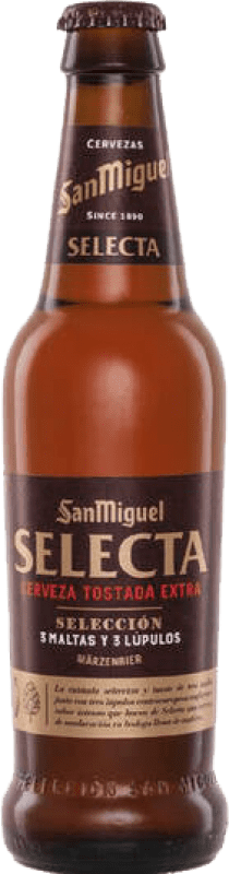 33,95 € Kostenloser Versand | 12 Einheiten Box Bier San Miguel Selecta Tostada — Dunkel Andalusien Spanien Drittelliterflasche 33 cl